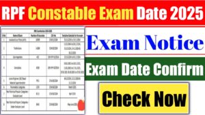 RPF Constable Exam Date Admit Card 2025 Download Link Important Details