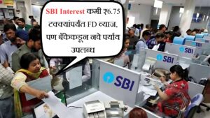 SBI Interest कमी ₹6.75 टक्क्यांपर्यंत FD व्याज, पण बँकेकडून नवे पर्याय उपलब्ध