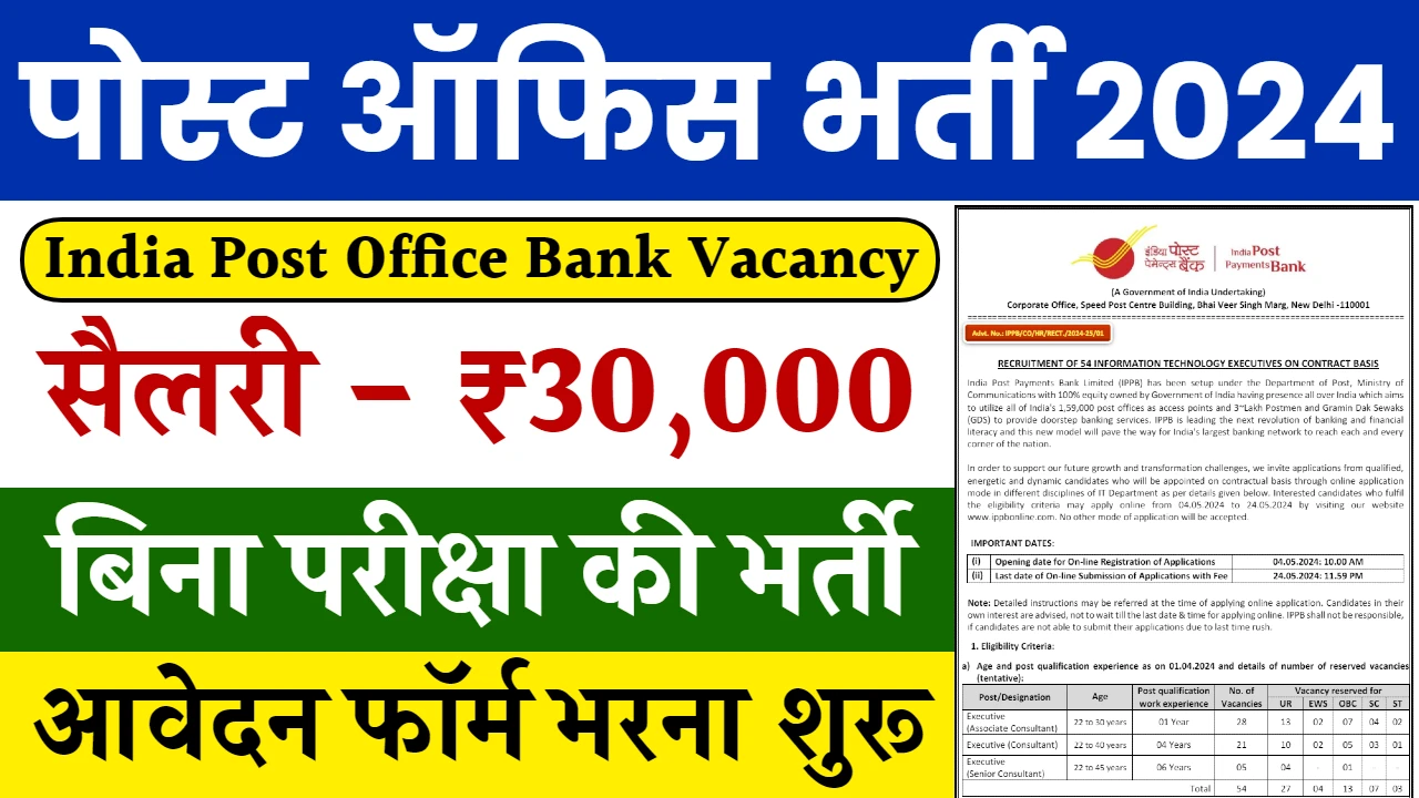 India Post Office Bank Vacancy 2024