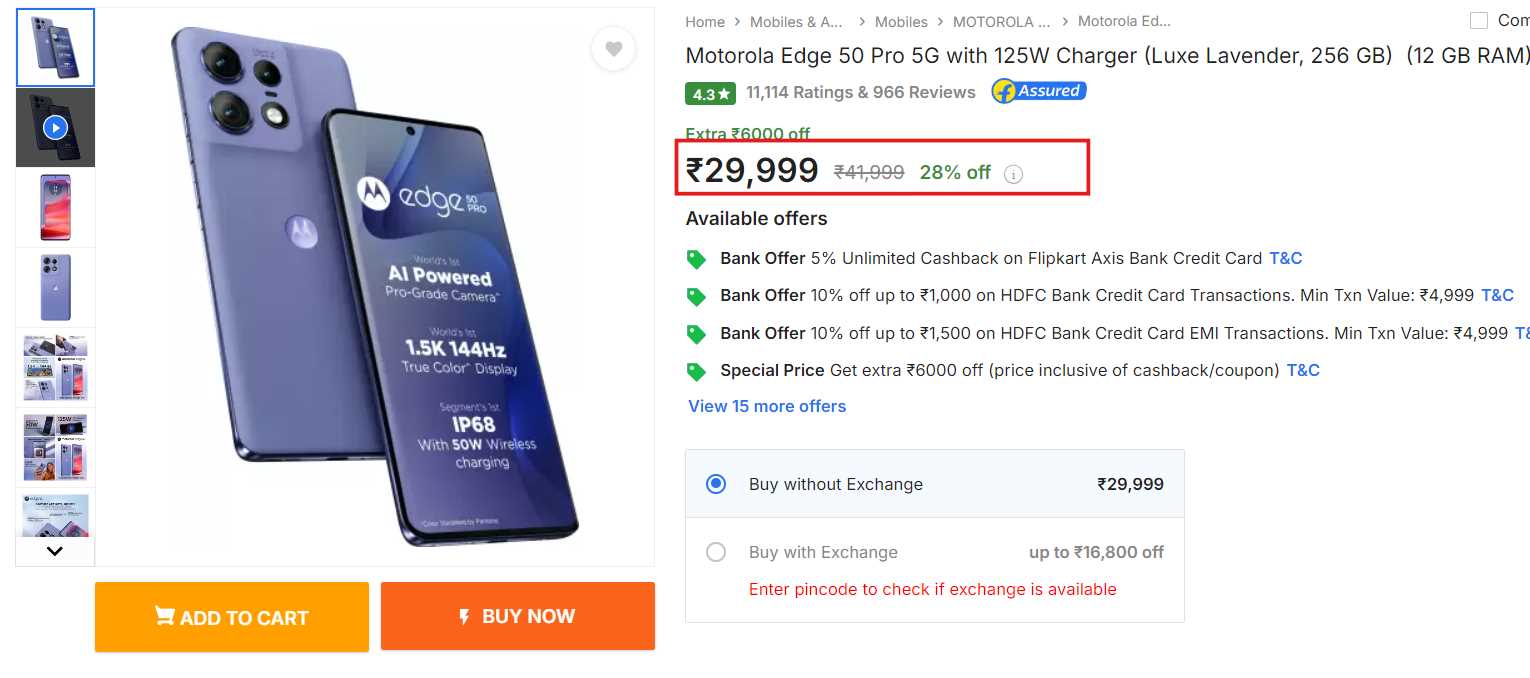 Motorola Edge 50 Pro 5G Discount Offer