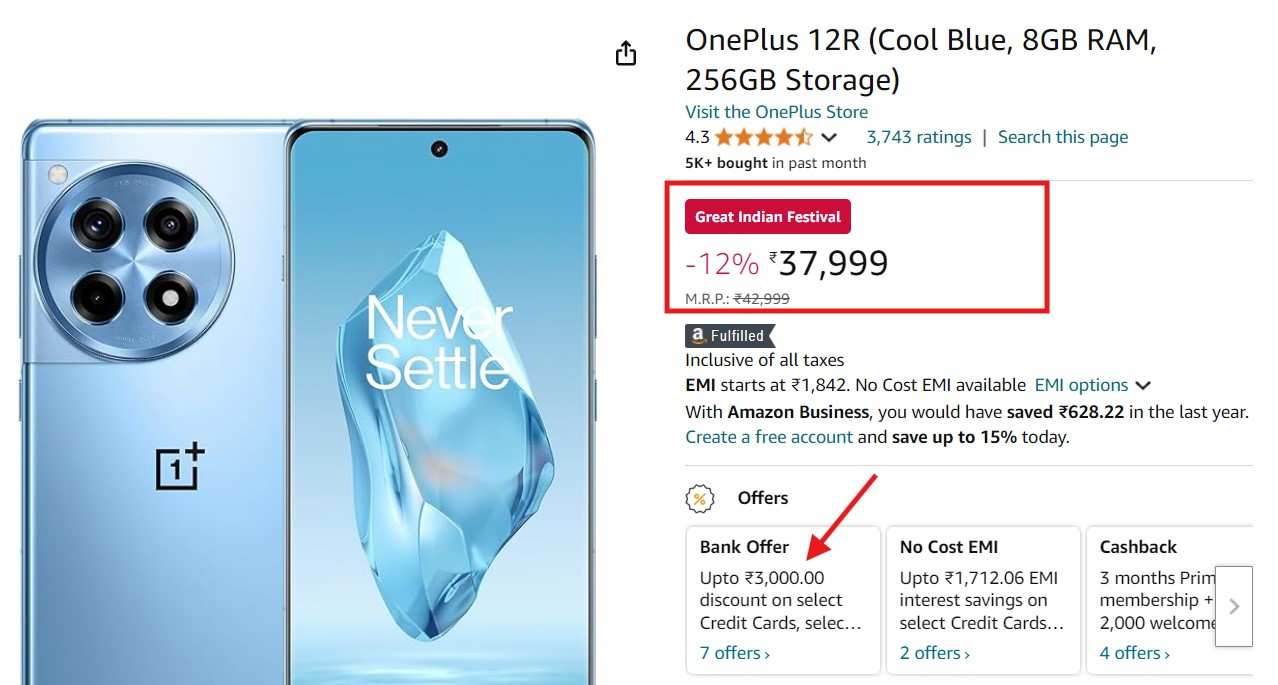 OnePlus 12R Discount Offer