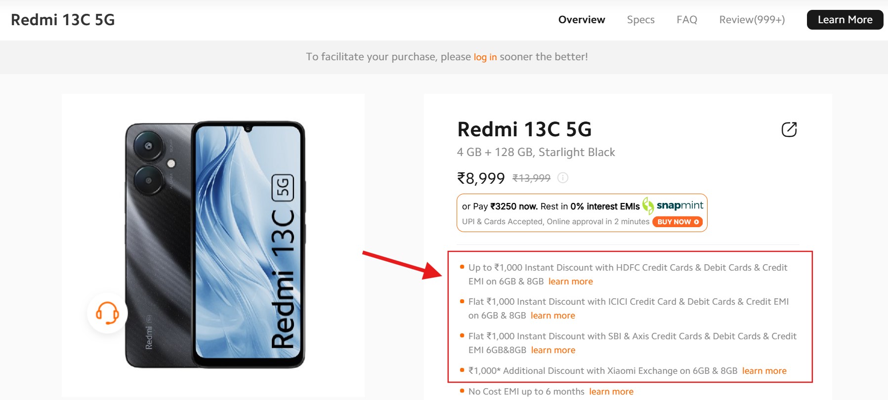 Redmi 13C 5G Discount Offer