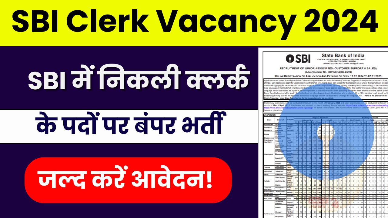 SBI Clerk Vacancy 2024