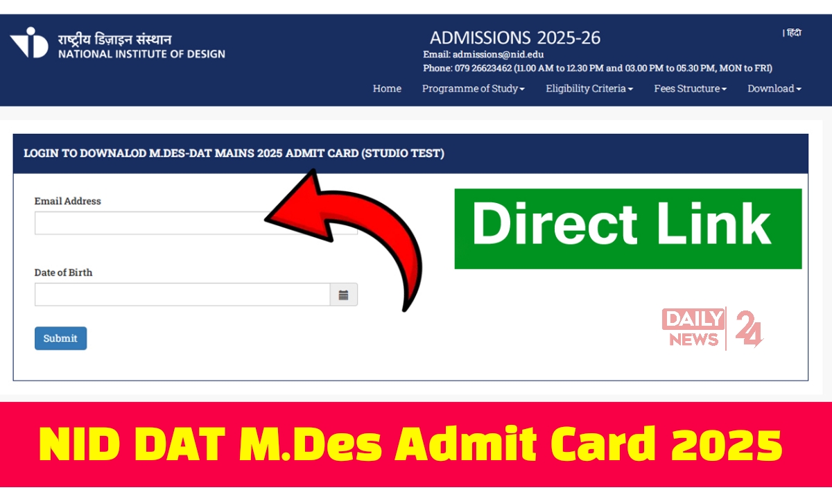 NID DAT M.Des Admit Card 2025