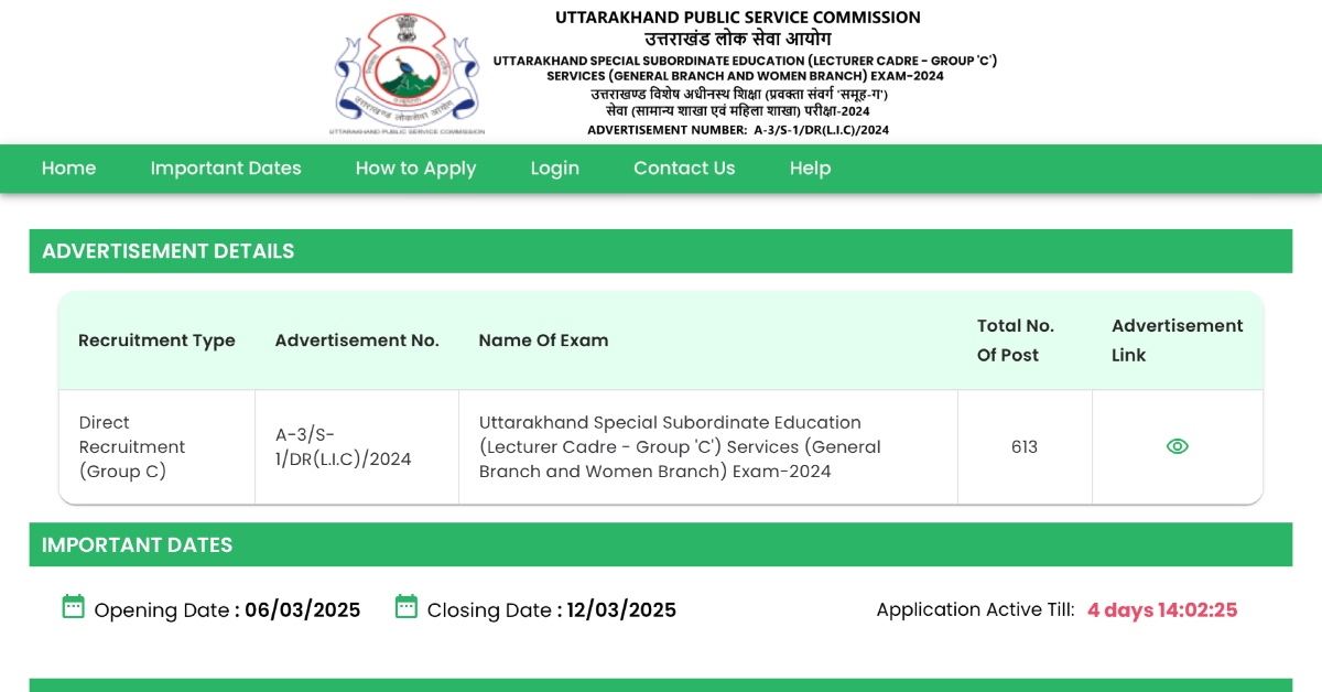 UKPSC Lecturer Recruitment 