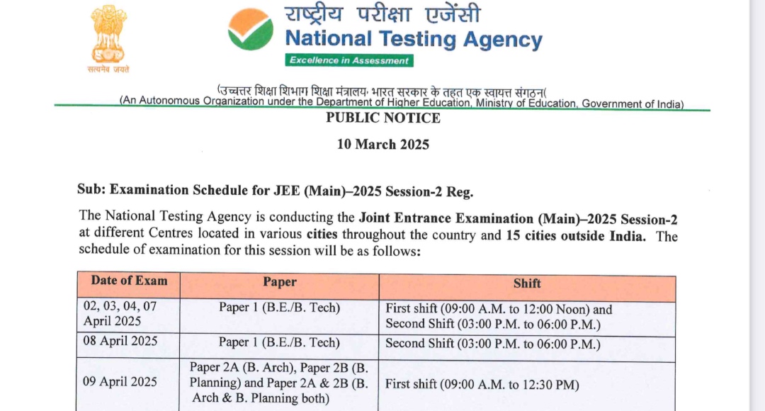 JEE MAINS Session 2 Exam Date