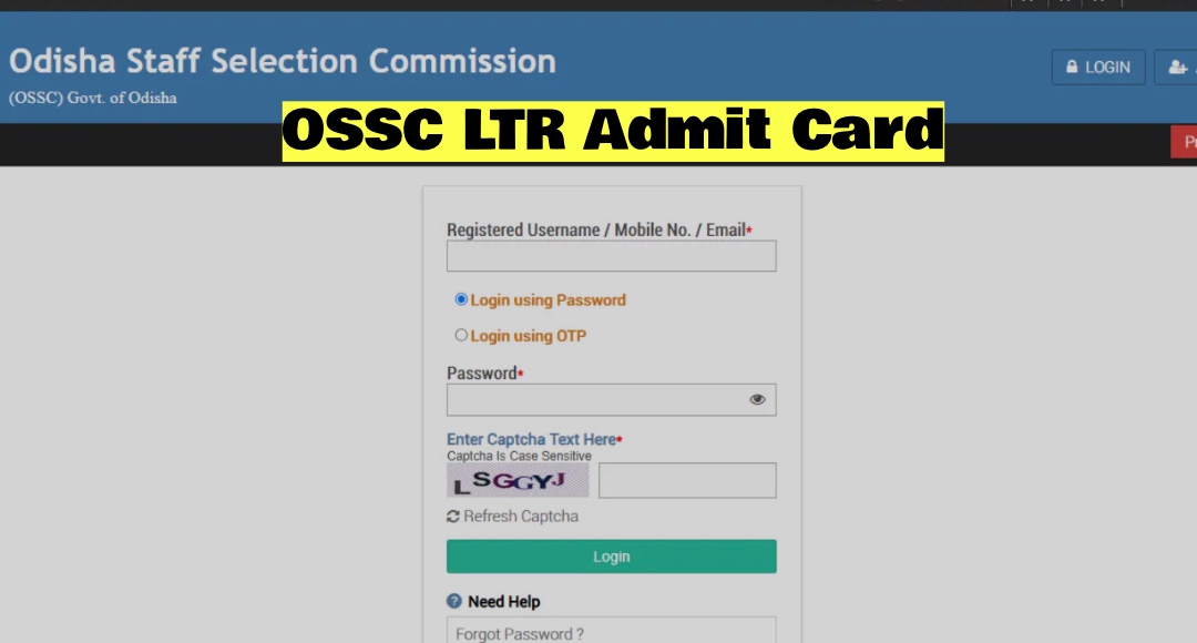 OSSC LTR Admit Card