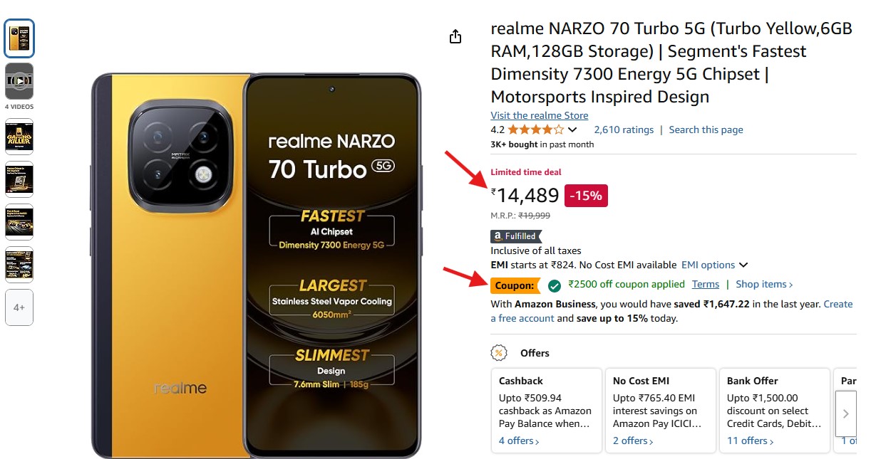 Realme Narzo 70 Turbo Discount Offer 