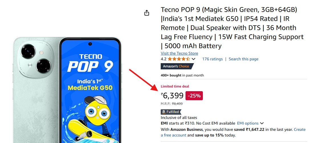 Tecno POP 9 Price 