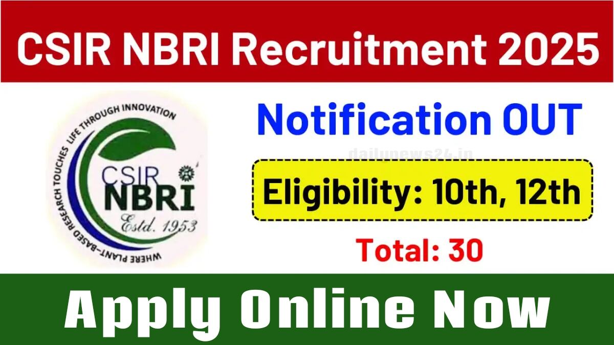 CSIR-NBRI Recruitment 2025
