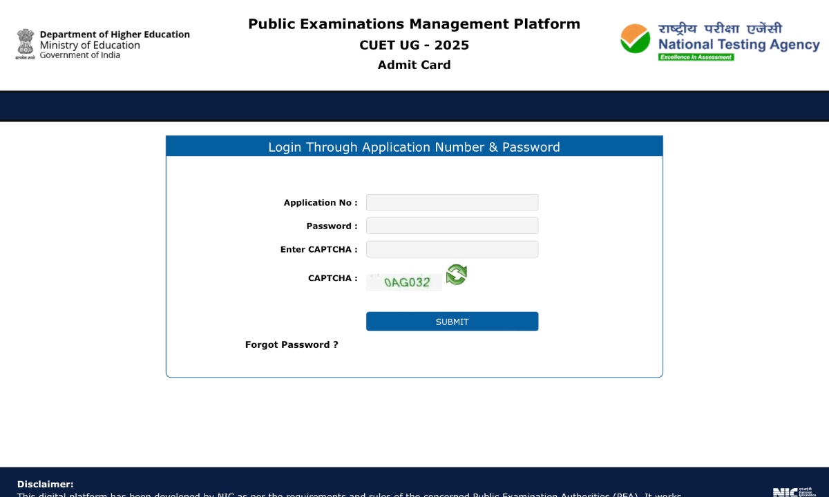 CUET UG Admit Card