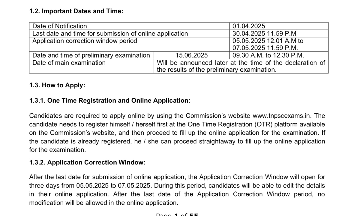 TNPSC Group 1 Exam Date