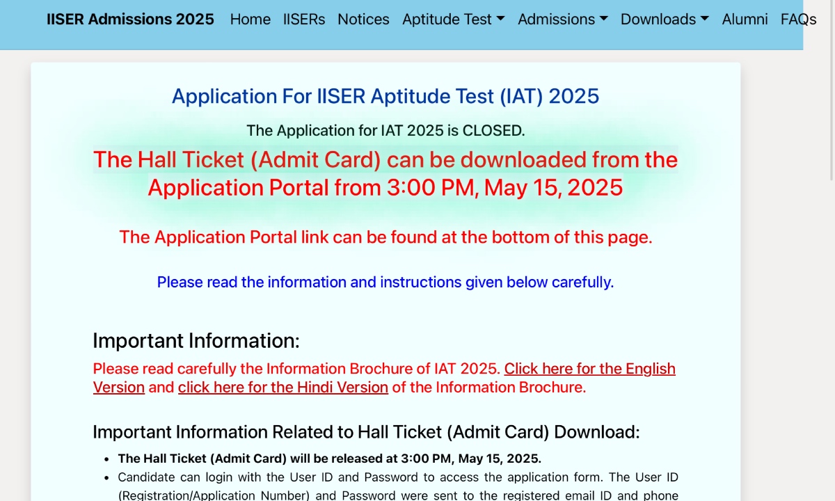 IISER Exam Date