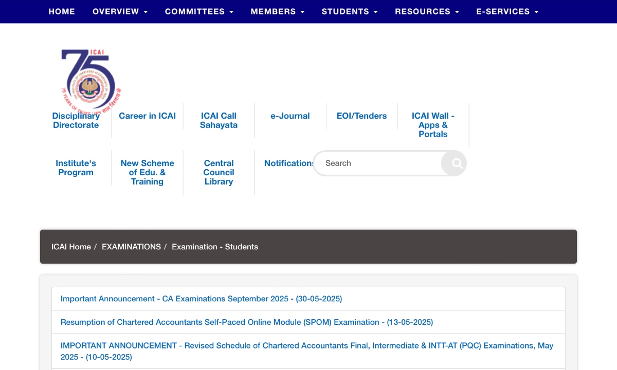 ICAI CA Exam 