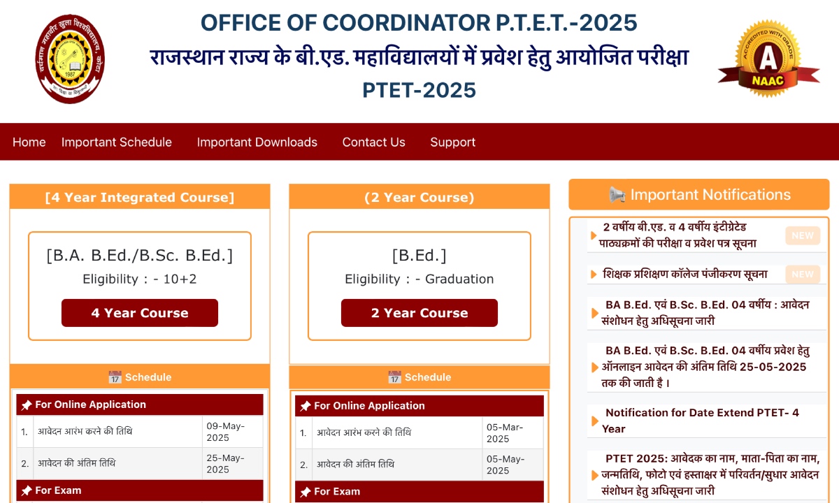 Rajasthan PTET Admit Card 