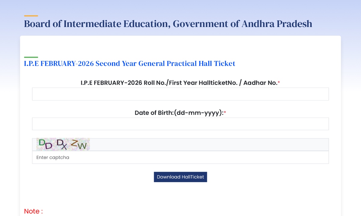 AP Inter Hall Ticket