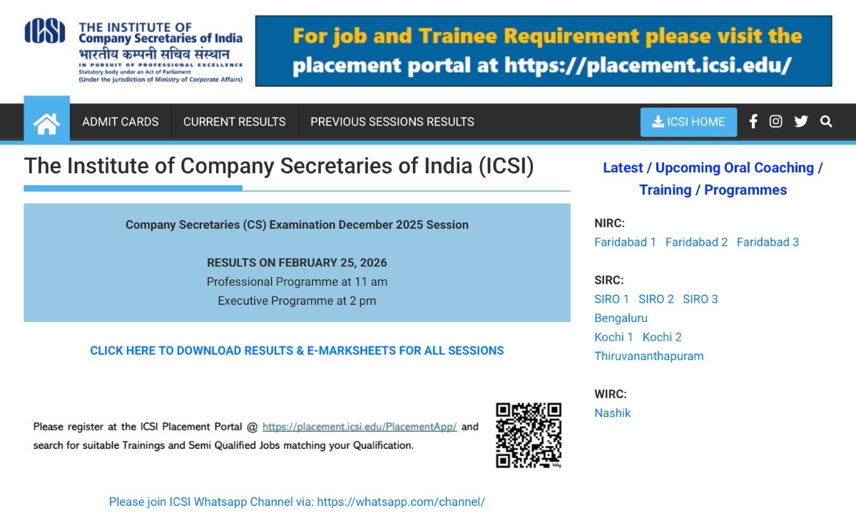 ICSI CS Result