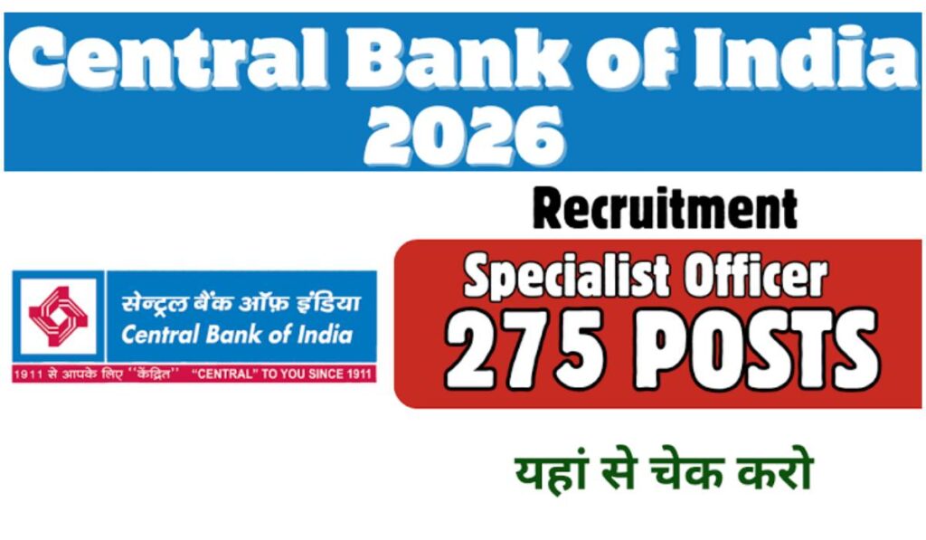Central Bank of India SO Recruitment 2026
