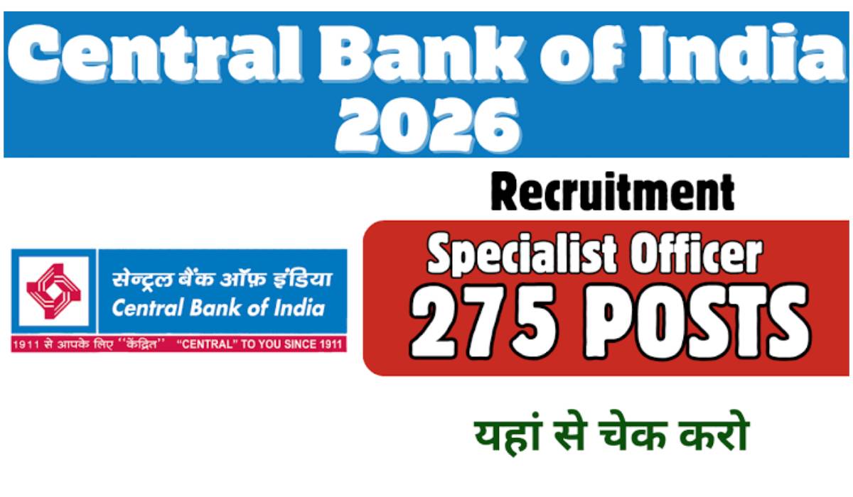 Central Bank of India SO Recruitment 2026