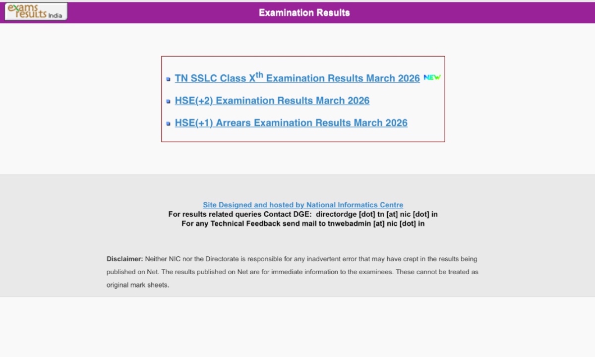 Tamil Nadu Class 10th Result