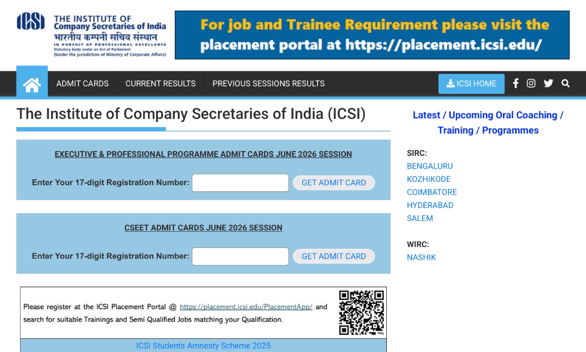 CSEET Admit Card